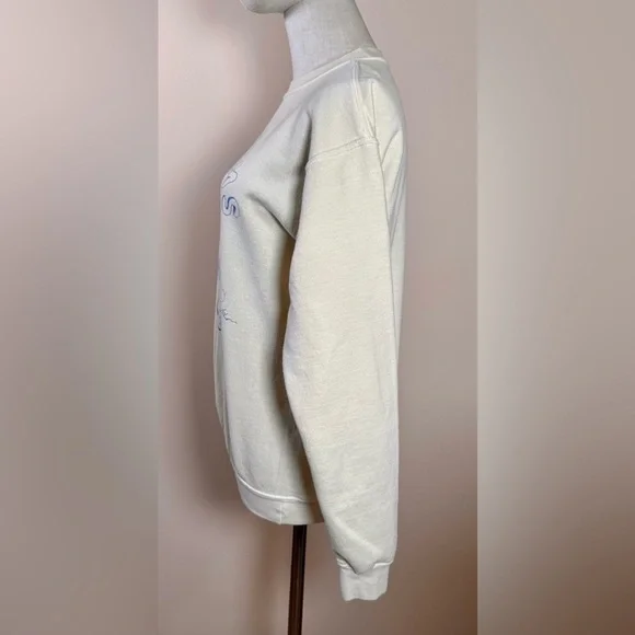 Urban Outfitters Mushroom Girl Graphic Sweatshirt Cream Blue Cottagecore Top - Picture 7 of 9